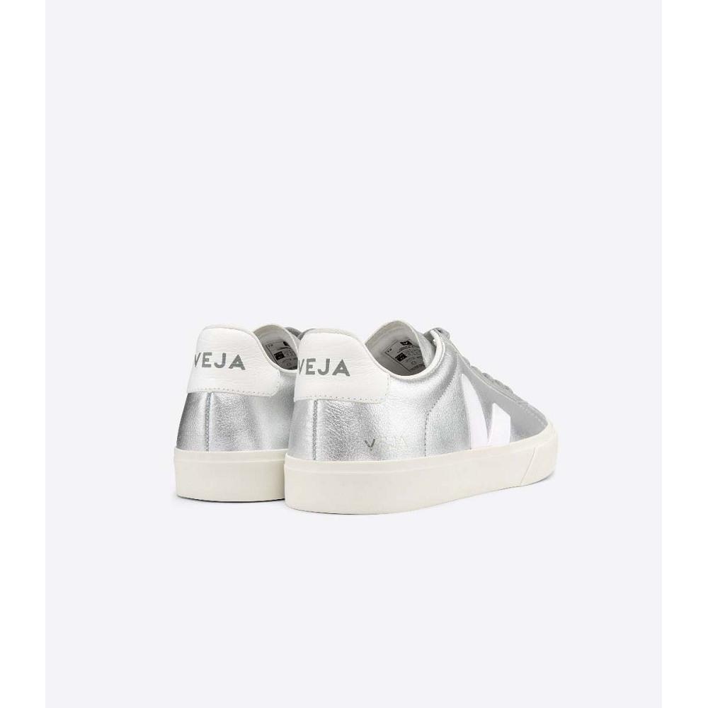 Women's Veja CAMPO CHROMEFREE Low Tops Sneakers Silver | SG 600AHK